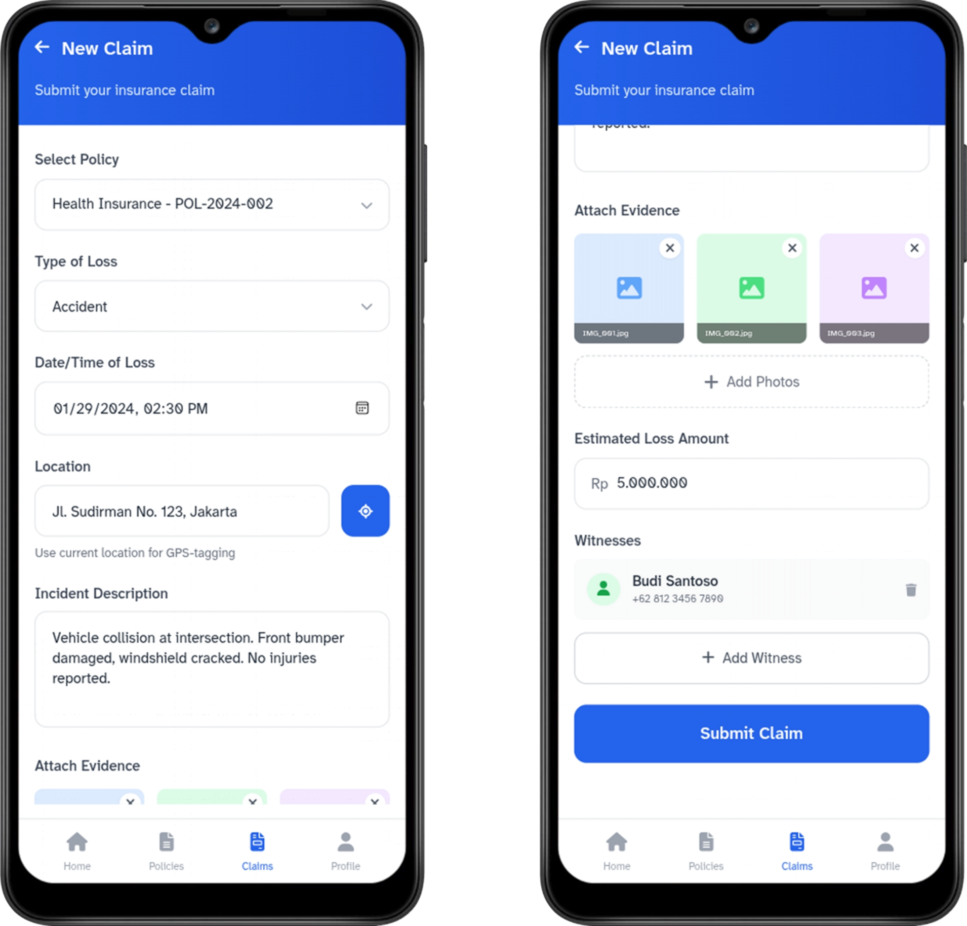 Mobile Claims Submission