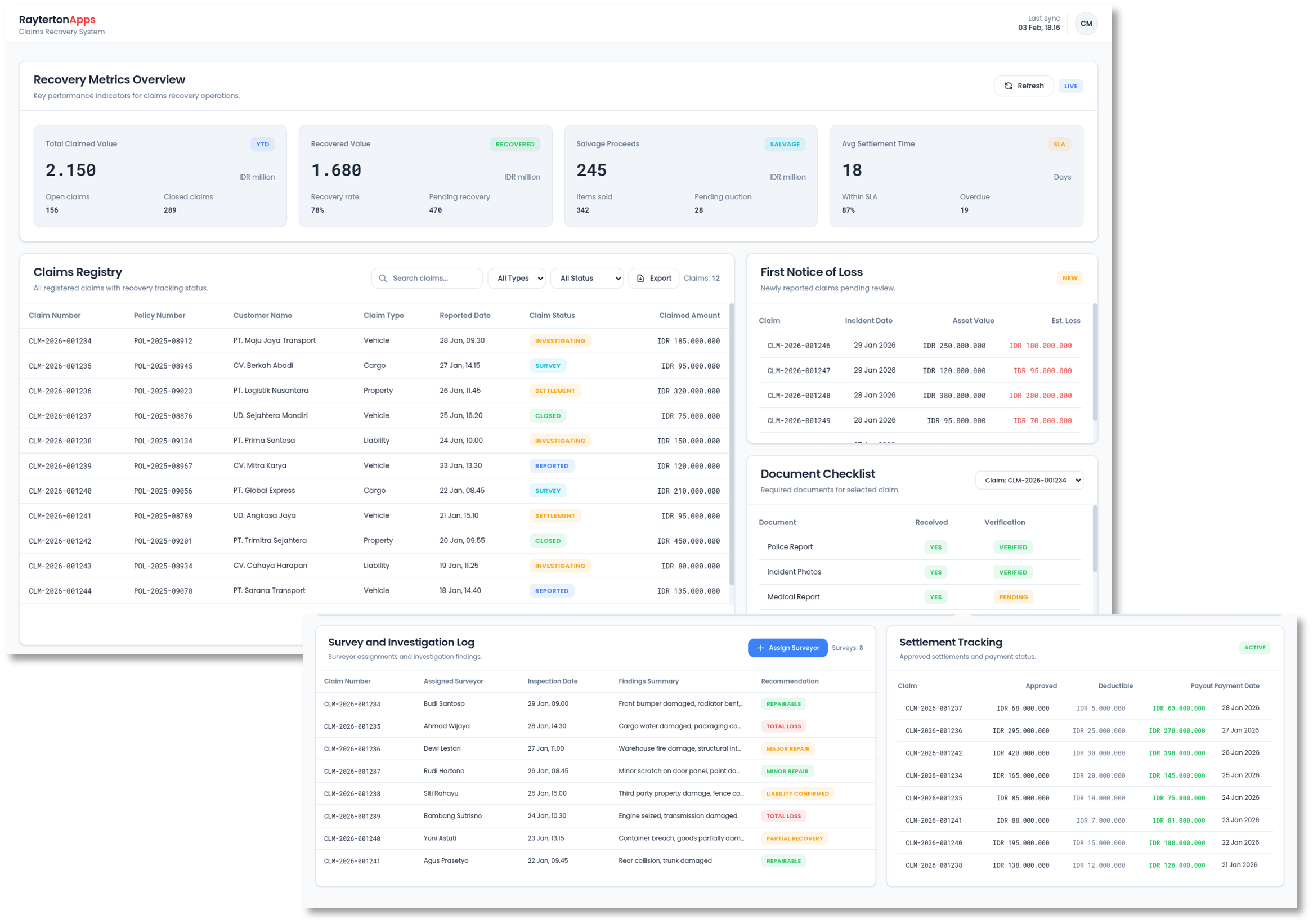 Claims Recovery Acceleration System
