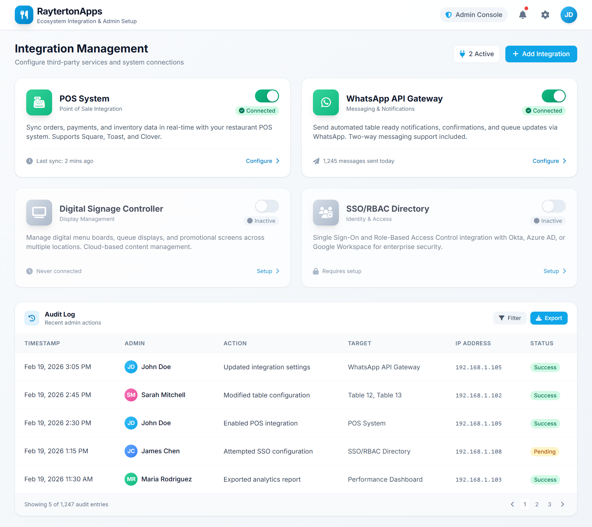 Ecosystem Integration and Admin Setup